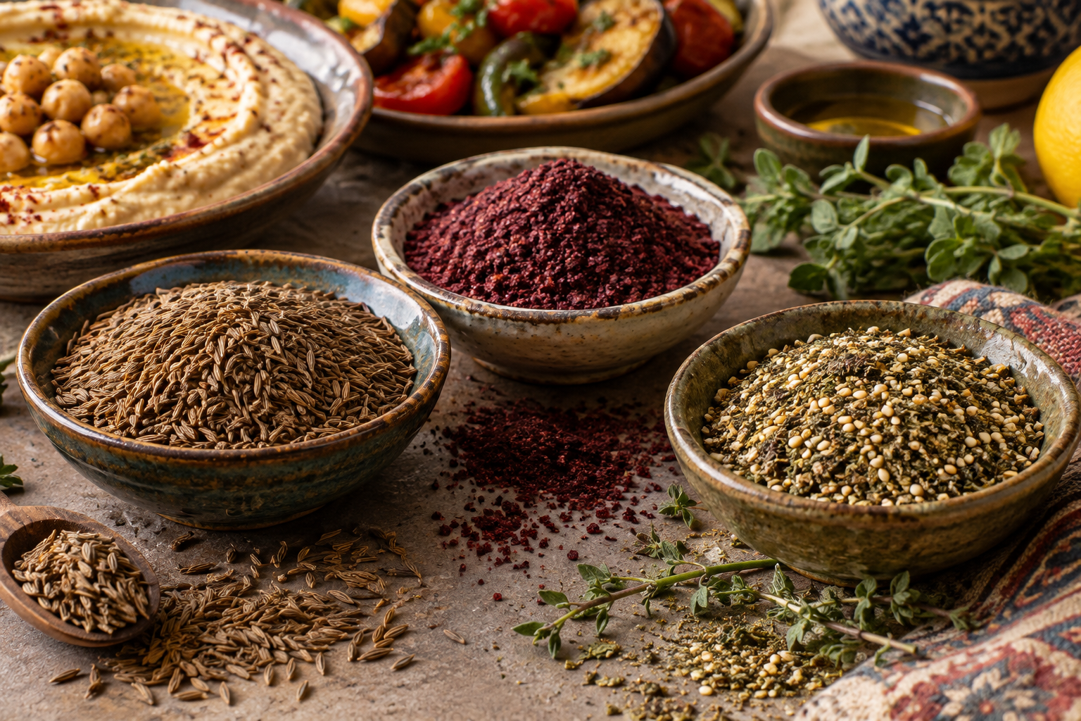 Kruiden uit de Midden-Oosterse keuken: komijn, sumak en za'atar